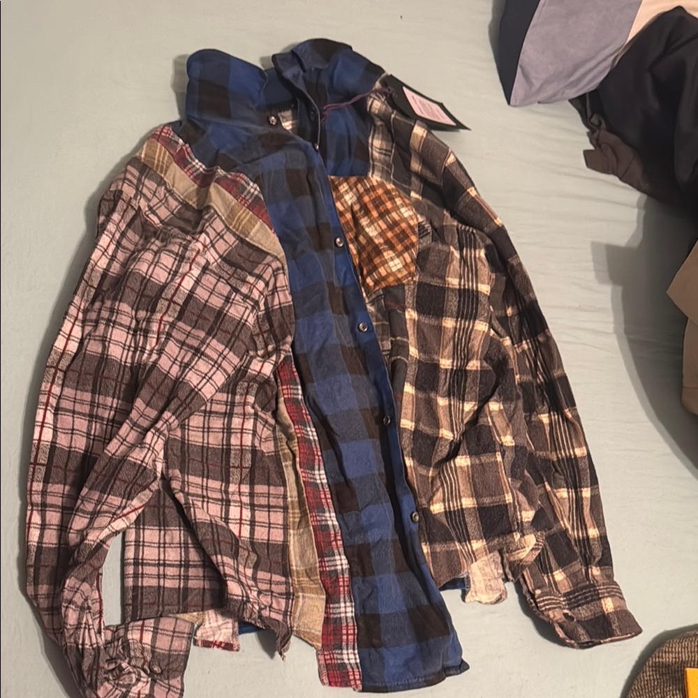 Needles Blue and Black Plaid Shirt